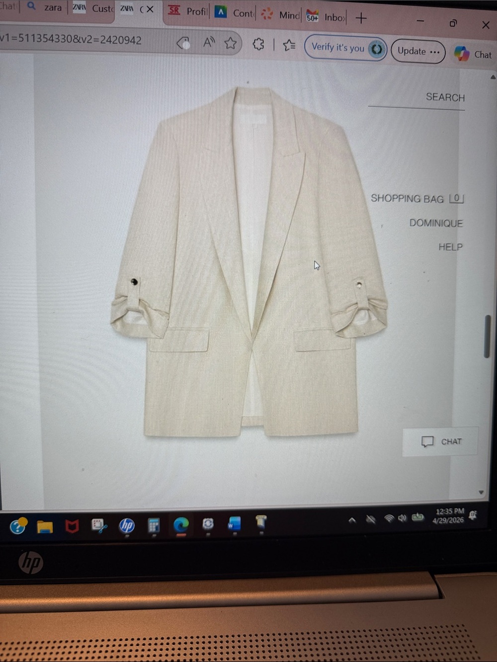 Zara Cream Lightweight Relaxed Blazer